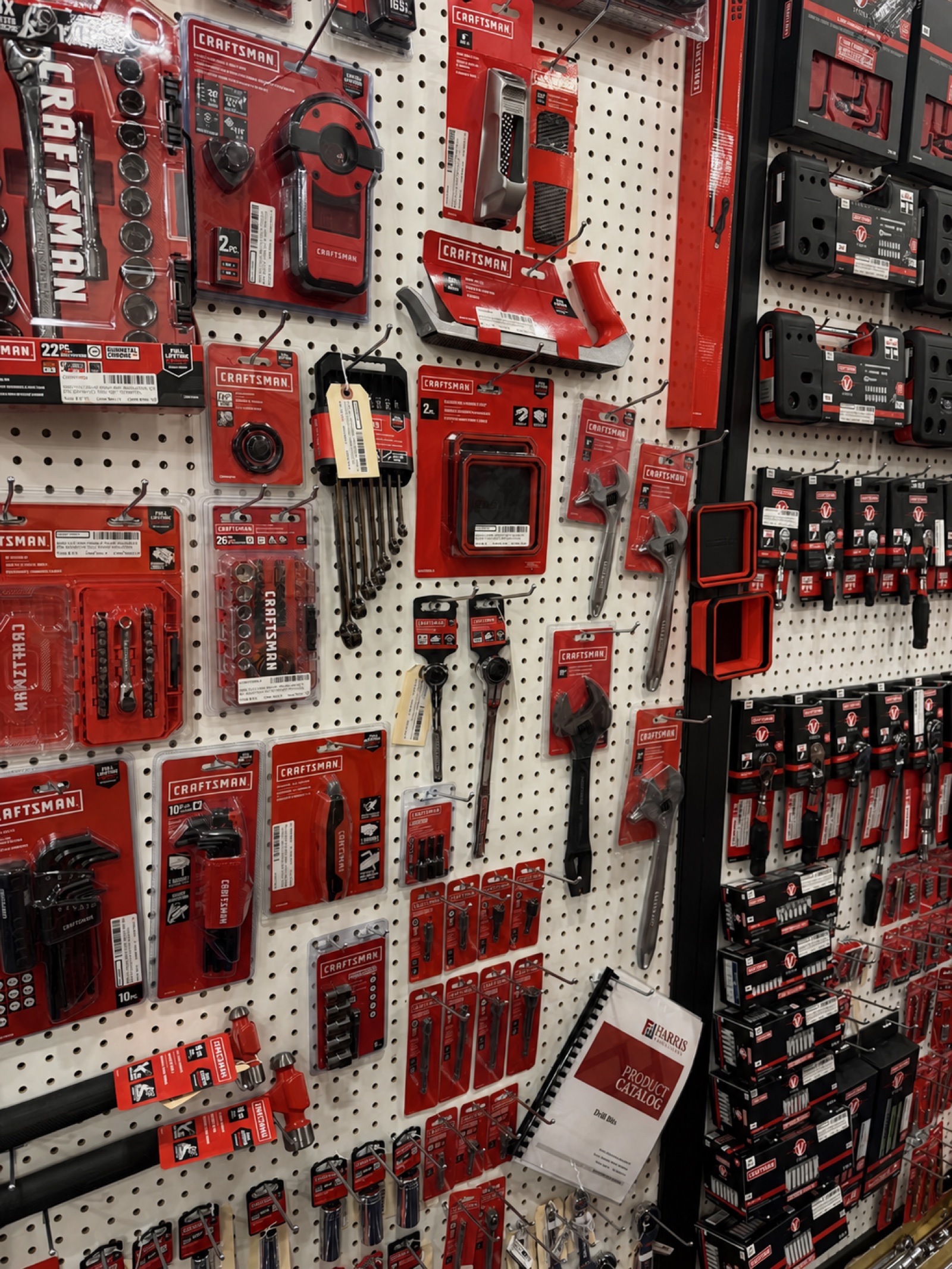 Craftsman tools displayed on a retail pegboard wall